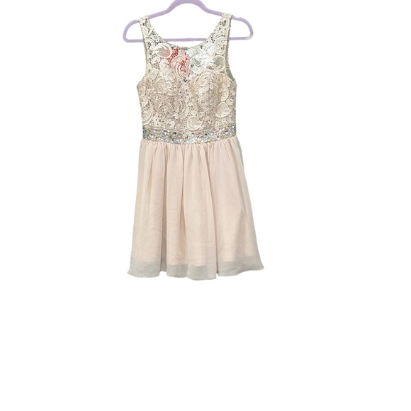 Masquerade Other - Masquerade Cream and Pink Kids Formal Dress
